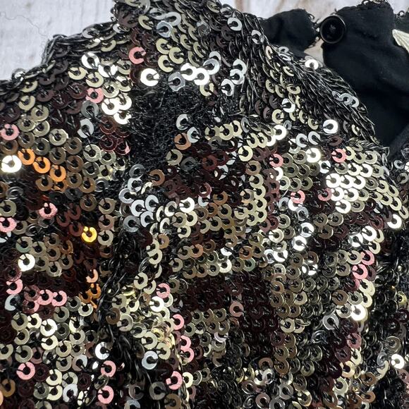 Zara Kids Dress Size 6 Silver Gold Sequin Party Holiday Short Sleeve - Picture 3 of 4